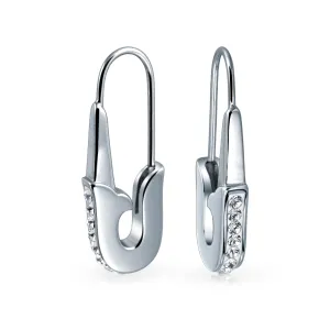 Crystal Symbol Dangle Earrings for Displaced People Safety Pin Threader BlackSilverRose Gold