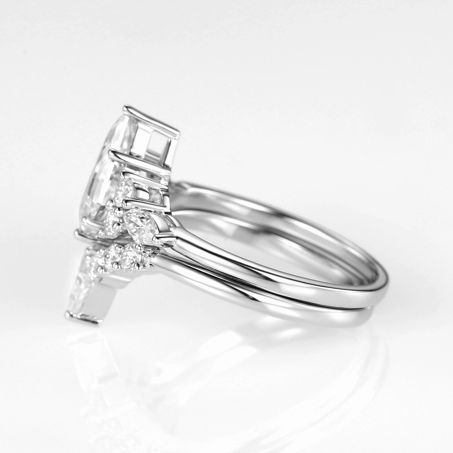 Twin Flames - 1.0ct Kite Lab Grown Diamond Ring Set 2pcs Beauty Touch