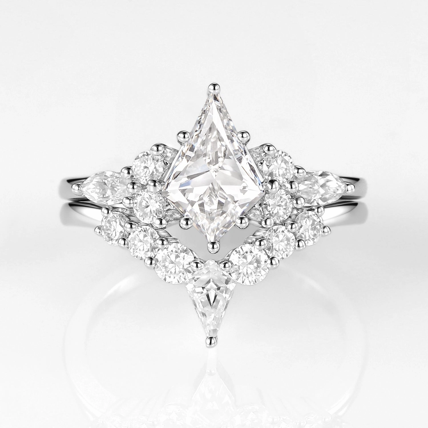 Twin Flames - 1.0ct Kite Lab Grown Diamond Ring Set 2pcs Subtle Pop Versatile Fit