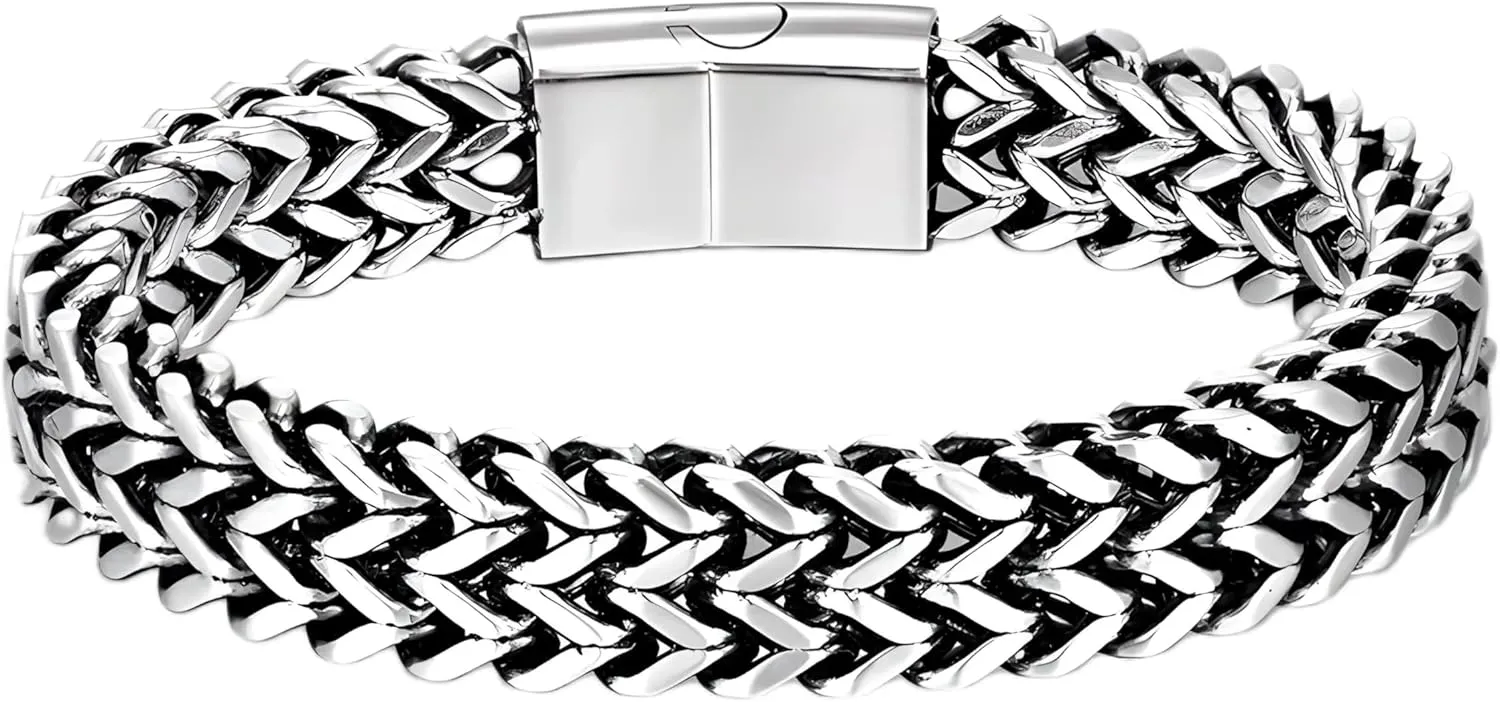 Cuban bracelet Wide Cuban Link Chain Bracelet Men 18k Plated Stainless Steel Mens Bracelets & Bangles Biker Hand Chain Bracelet-T74