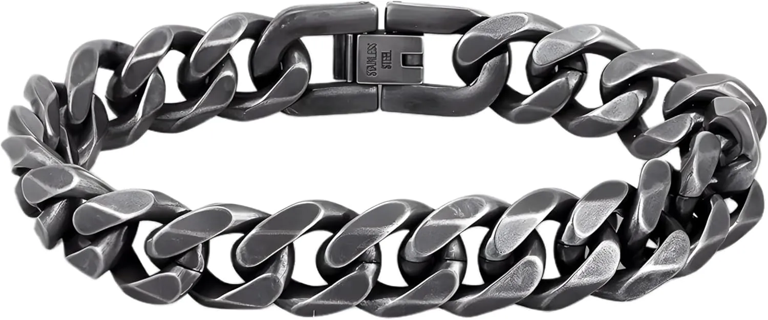 Cuban bracelet Wide Cuban Link Chain Bracelet Men 18k Plated Stainless Steel Mens Bracelets & Bangles Biker Hand Chain Bracelet-T74