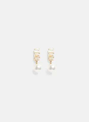 Cubic Zirconia Pearl Drop Earrings