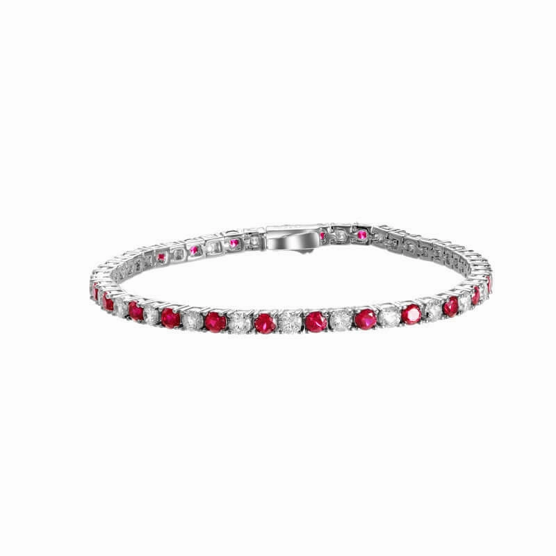 Celebrity Style Superlative Detail Ruby High Carbon Diamond Tennis Bracelet Silver
