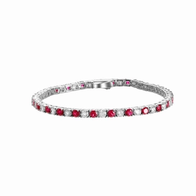 Celebrity Style Superlative Detail Ruby High Carbon Diamond Tennis Bracelet Silver