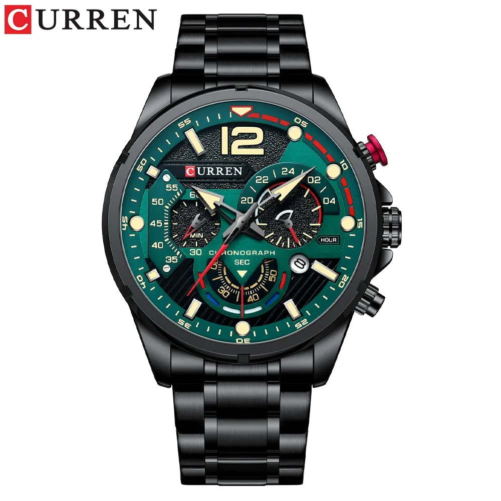 CURREN Watches Men&#39;s Sport Quartz Chronograph Wristwatches Luxury Stainless Steel Clock with Luminous Watch Relogio Masculino