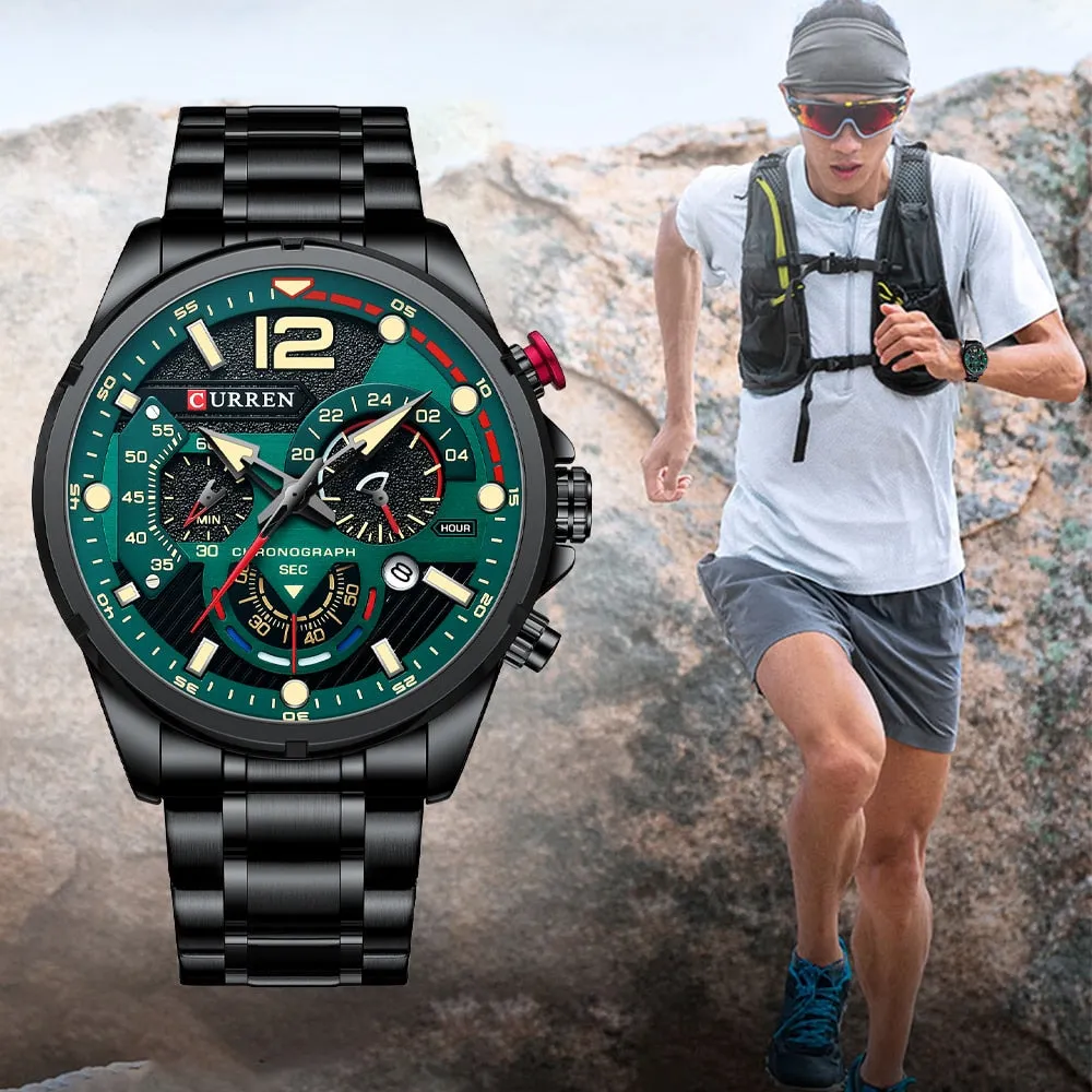 CURREN Watches Men&#39;s Sport Quartz Chronograph Wristwatches Luxury Stainless Steel Clock with Luminous Watch Relogio Masculino