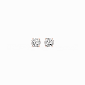 Cushion Lab Grown Diamond Hidden Halo Stud Earrings Brilliant Detail Social Accent