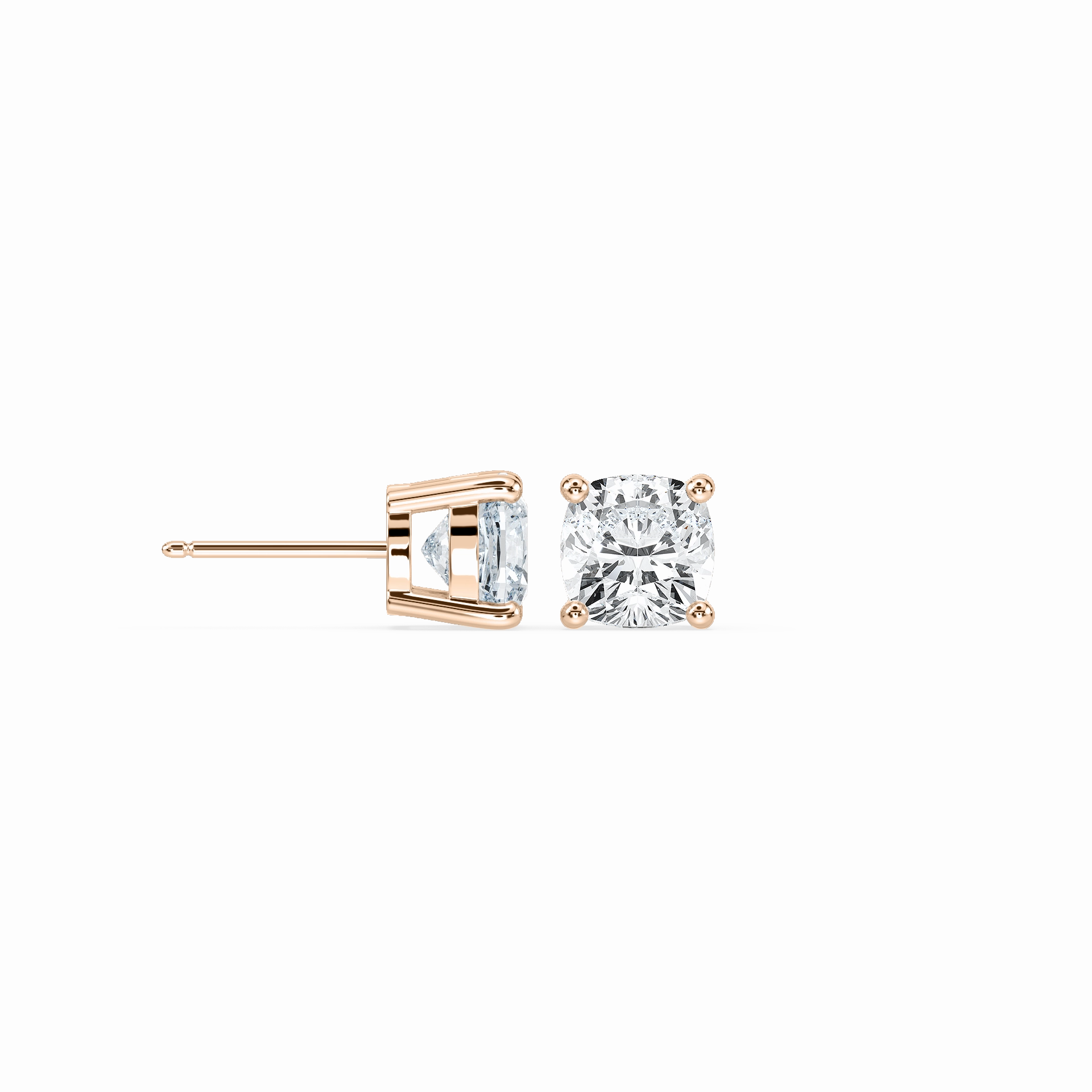 Cushion Cut Lab Grown Diamond Three Prong Stud Earrings Futuristic Trinket Social Accent