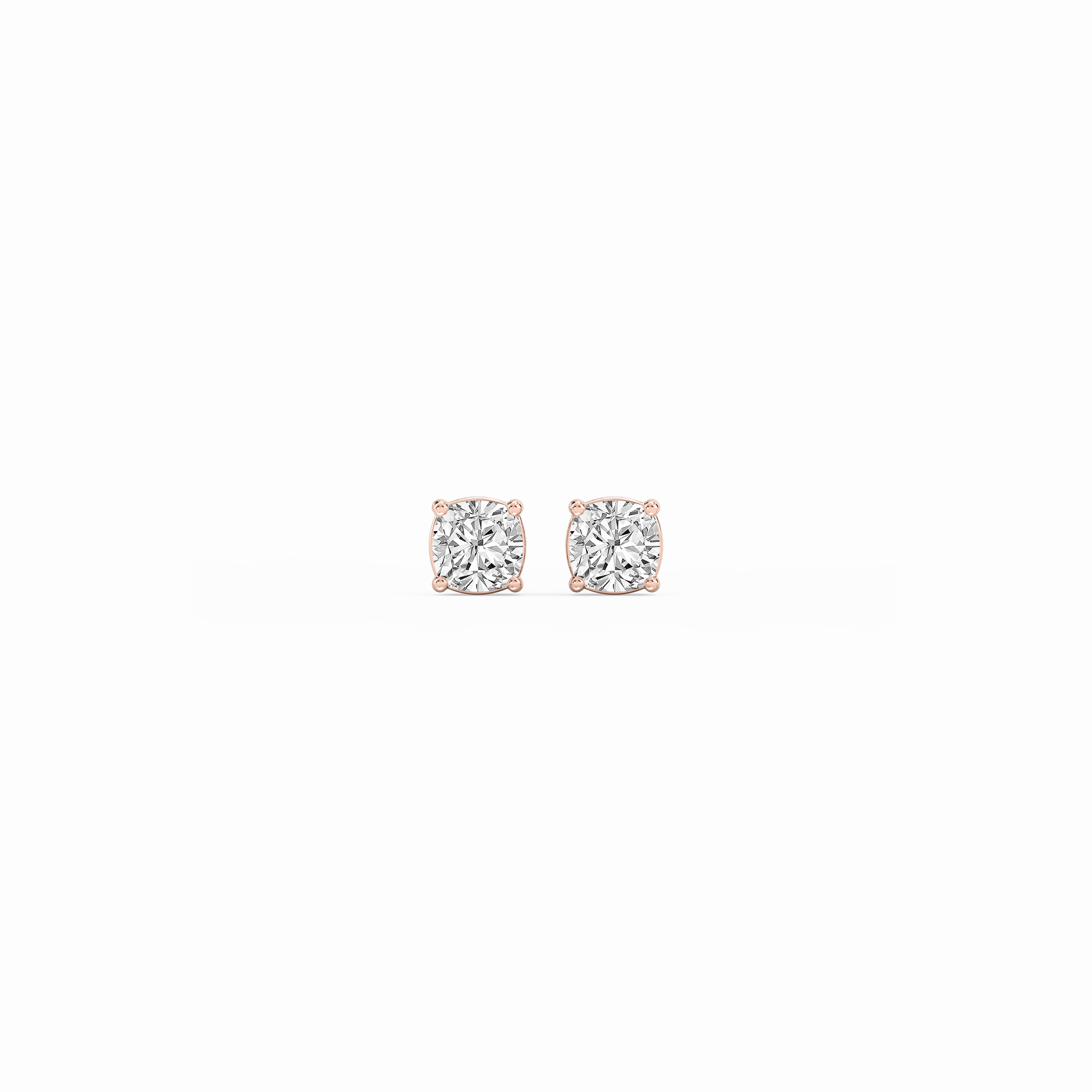 Cushion Lab Grown Diamond Classic Four Prong Basket Threaded Stud Earrings Lightweight Item