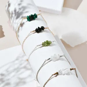 Custom Crystal Chip Bead Bar Anklet