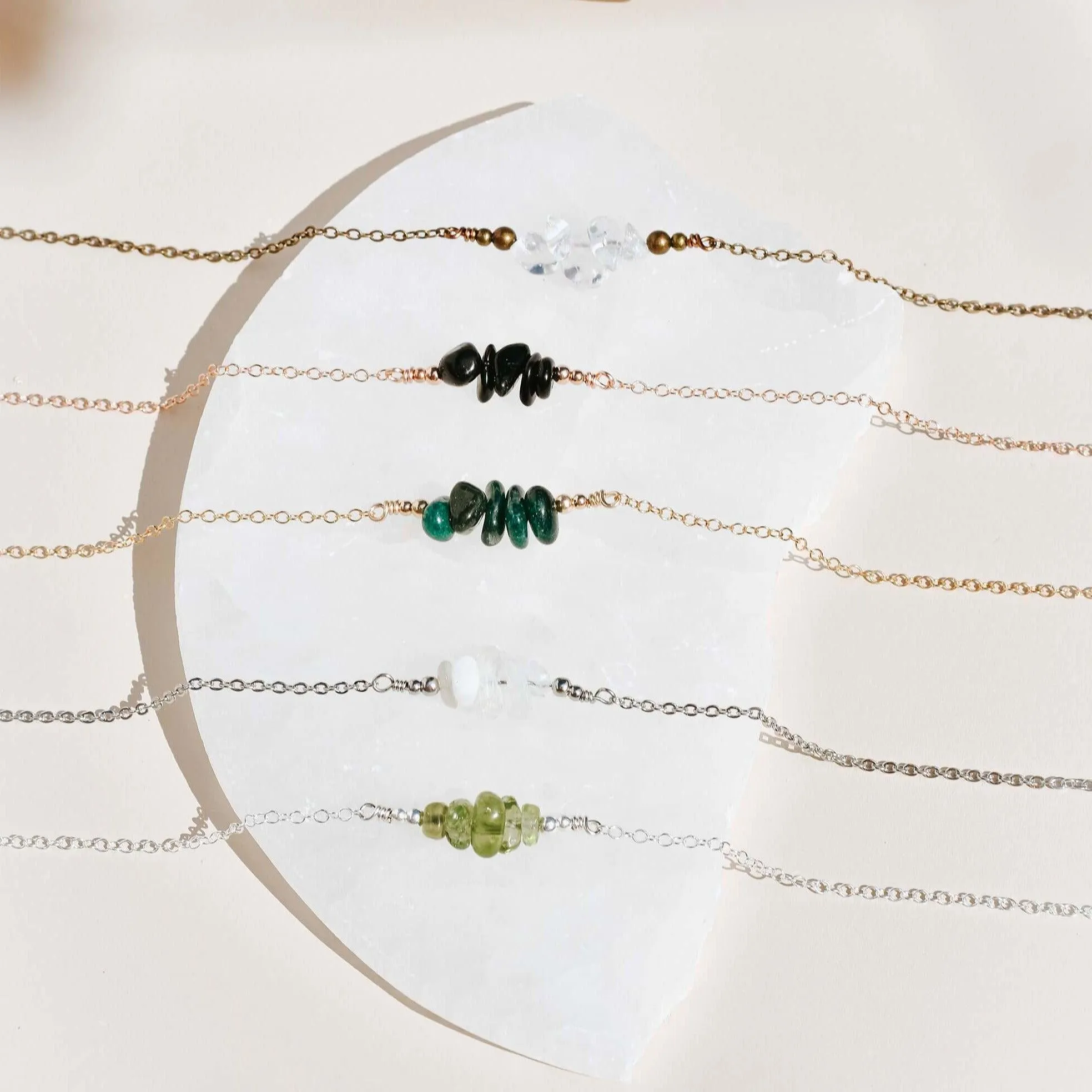 Custom Crystal Chip Bead Bar Anklet