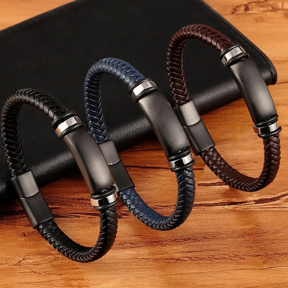 Custom Stainless Steel Black Matte Metal Charm Men