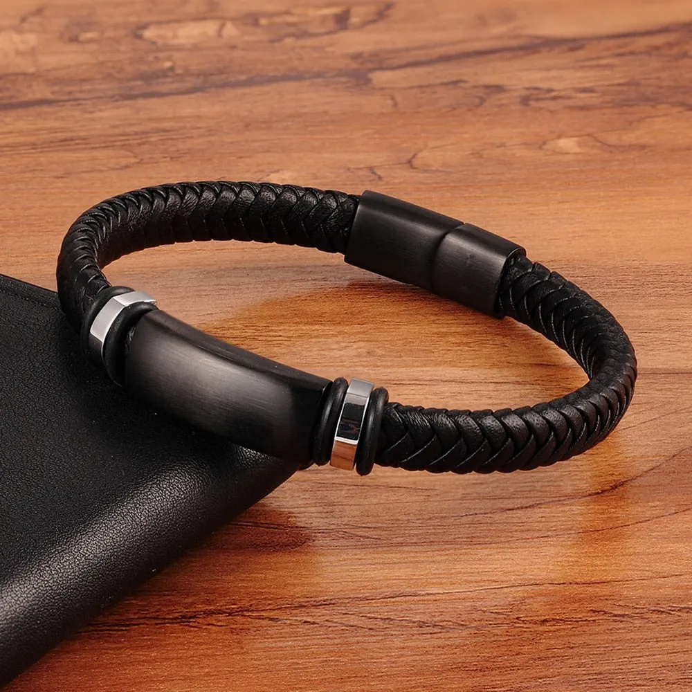 Custom Stainless Steel Black Matte Metal Charm Men