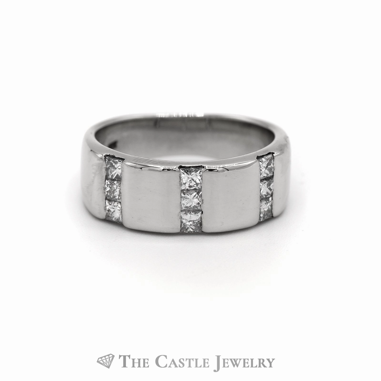 Sturdy Item Glam Vibe .75CTTW Gent's Triple Row Princess Cut Band in 14KT White Gold