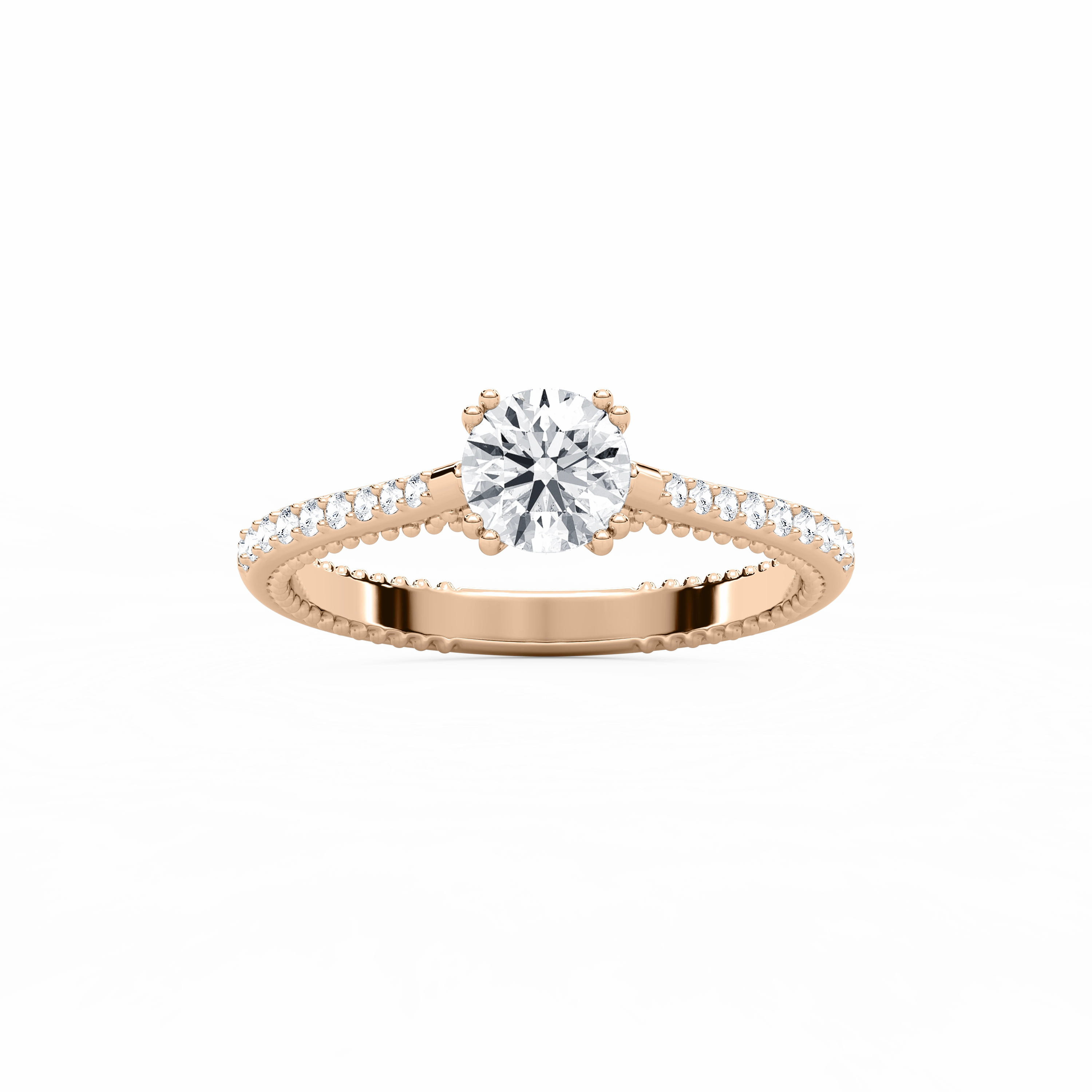 Selah 7/8 ctw Round Lab Grown Diamond Petite Textured Side Stone Engagement Ring Personal Decoration Stylish piece