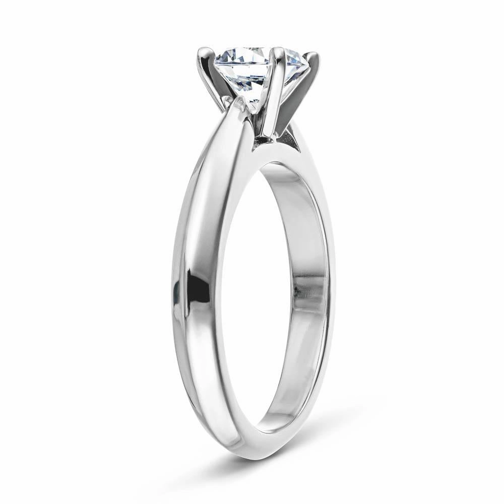 Demi Lab Grown Diamond Knife Edge Cathedral Solitaire Engagement Ring Trendy Style