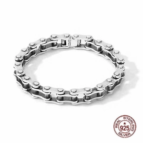Reliable Amalgamations Cycolinks Sleek 925 Sterling Silver Bike Chain Bracelet 8mm
