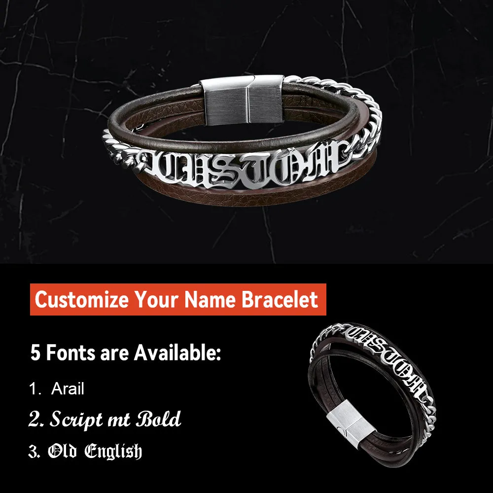 Customized Names Multi Layer Braided Leather Bracelet for Men