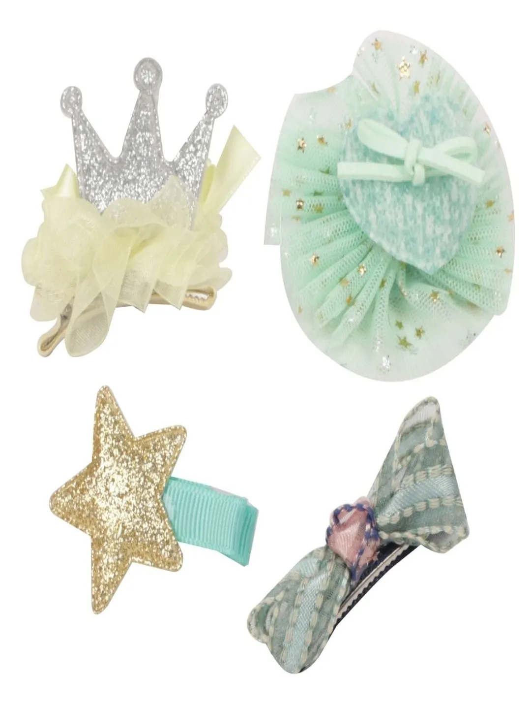 Cute Hair Clips Set for Girls - Pack of 2 (Lime & Blue)