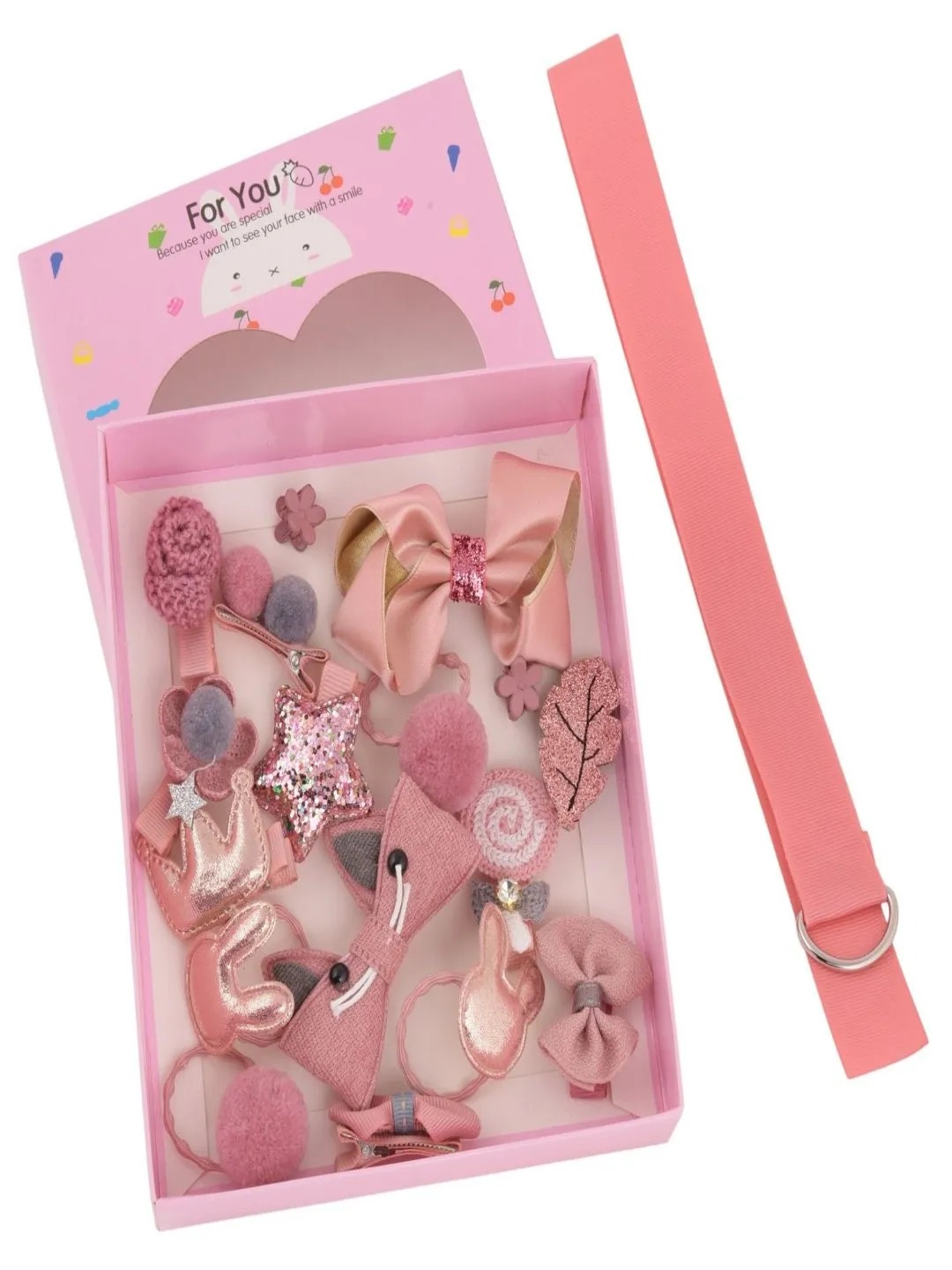 Cute Hair Clips Set for Girls - Peach, Set of 18