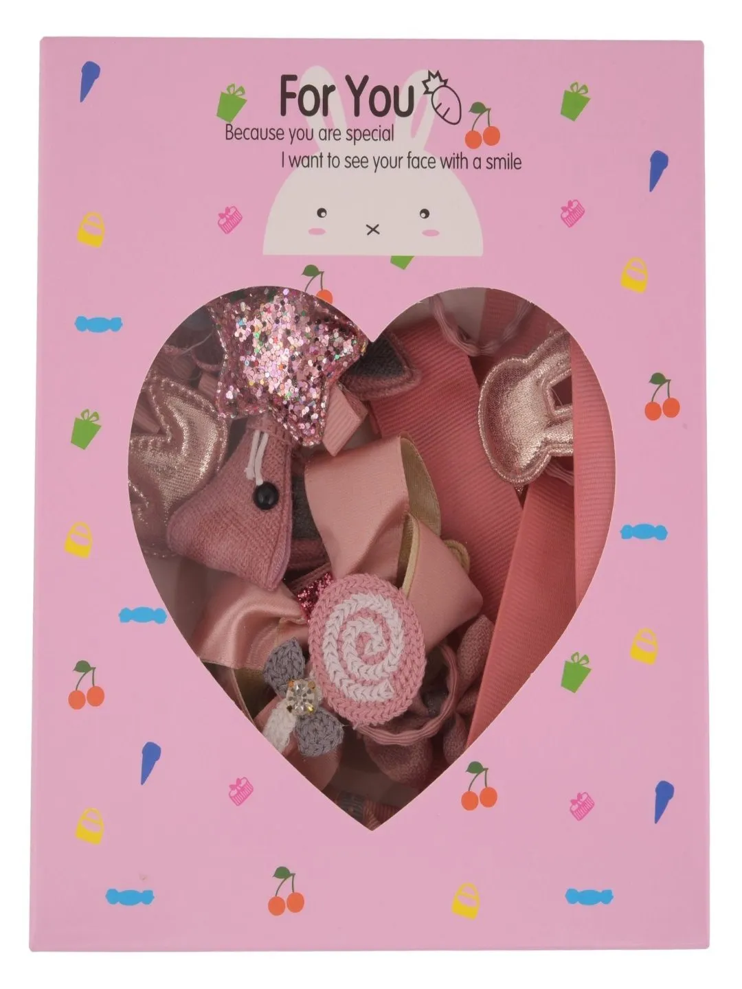 Cute Hair Clips Set for Girls - Peach, Set of 18