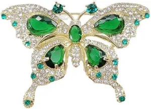 Cute Rhinestone Butterfly Brooch Pin Double Crystal Butterflies Brooch Diamond Cz Butterflies Insect Lapel Pin Scarf Shawl Bouquet Corsage Clothing Accessories for Women