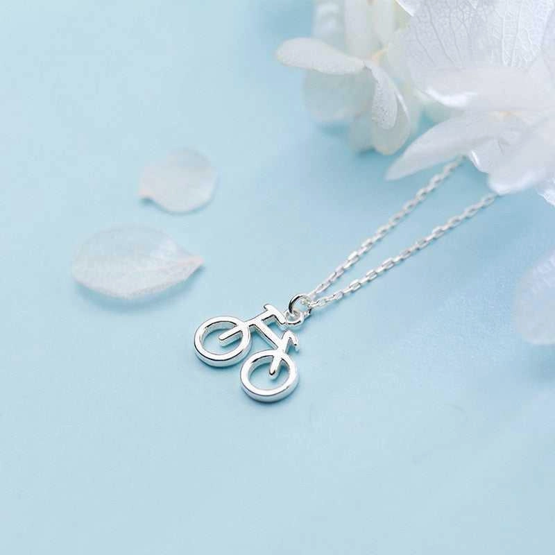 Classic Finish Cycolinks 925 Sterling Silver Bike Bicycle Charm Necklace