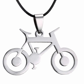 Cycolinks Bicycle Pendant Mens Necklace Leather Rope Office Ready