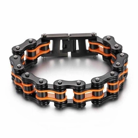 Cycolinks Black & Orange Bike Chain Bracelet One-of-a-kind