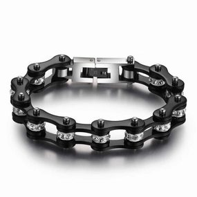 Cycolinks Black Crystal Bike Chain Bracelet Protective Symbol