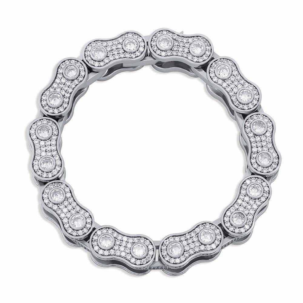 Ideal Balance Well-Measured Cycolinks Bling 15mm Fully Covered in Cubic Zirconia Bike Chain Bracelet
