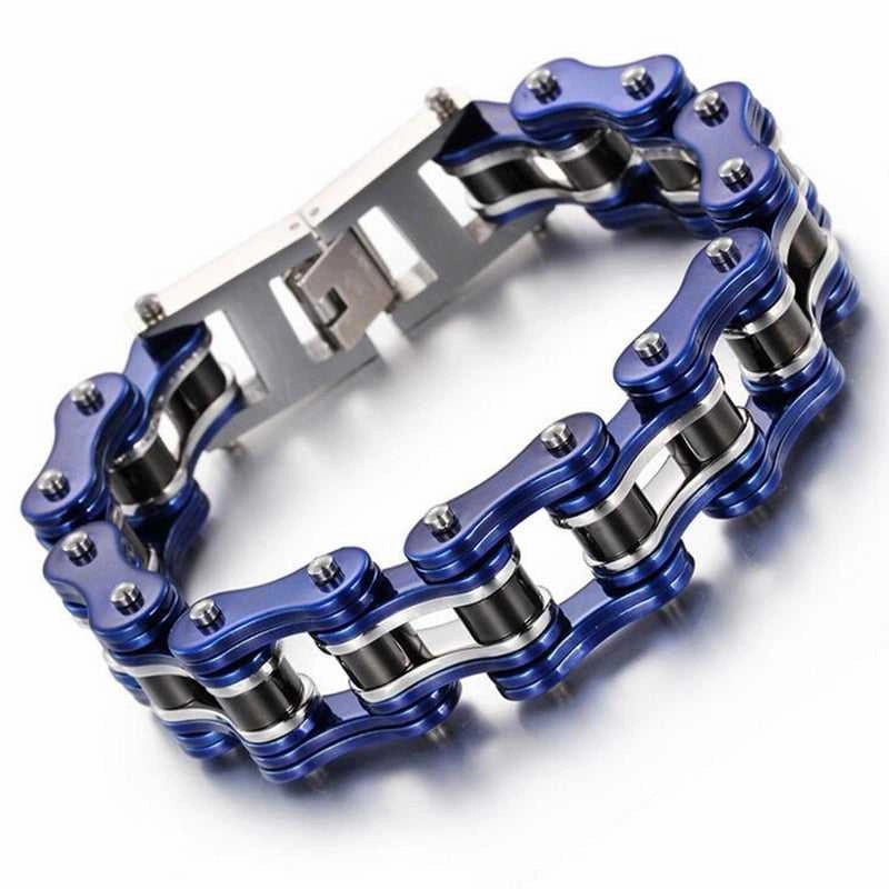 Cycolinks Blue, Silver & Black Bike Chain Bracelet Contemporary Vision Real-Time Fashion