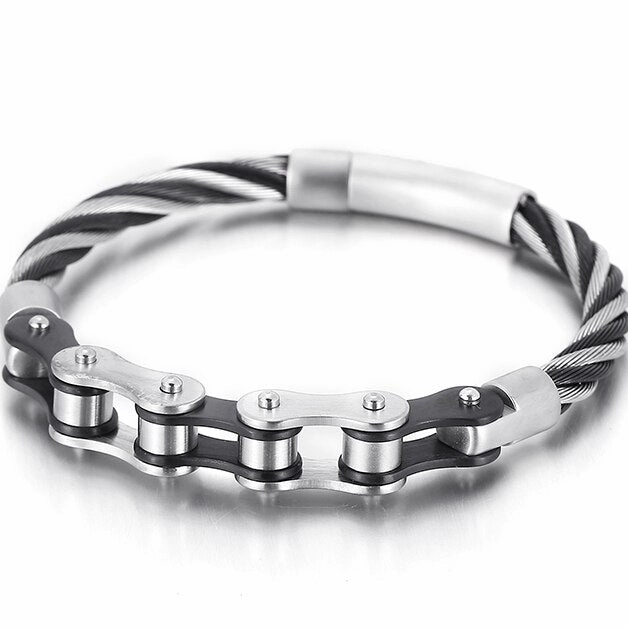 Cycolinks Braided Wire Mens Bike Chain Bracelet Never-Ending Charm Opportune Collaboration