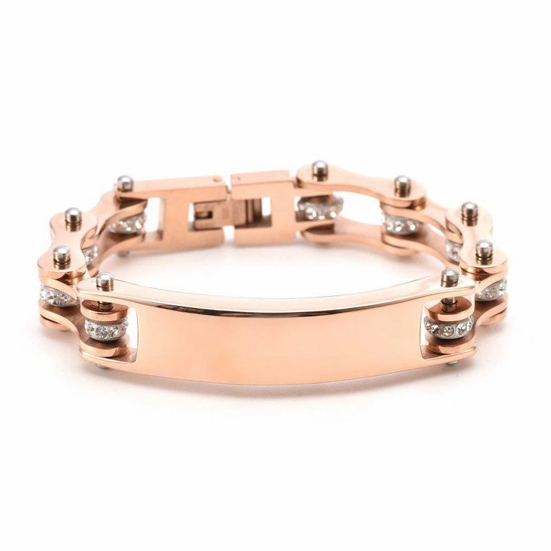 Cycolinks Custom 10mm Rose Gold Crystal Personalised ID Bracelet Timeless Detail