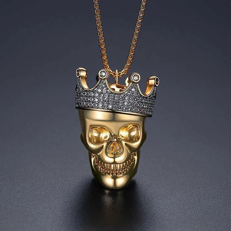 Cycolinks Hip Hop Skull Crown Cubic Zircon Necklace Bold Style