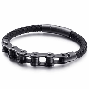 Cycolinks Leather Bike Chain Bracelet All-Welcome Go-To Pick