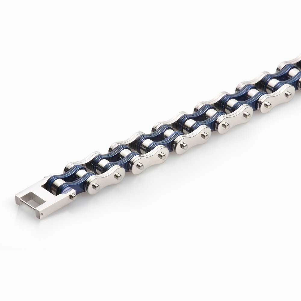 Good Blends Retro Revival Cycolinks Silver & Blue Bike Chain Bracelet
