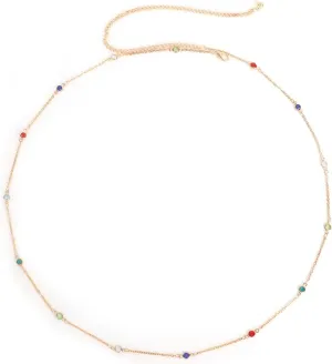 Daesar Decor Waist Chain, Gold Plated Waist Belt Chains for Women Minimalist Colorful Bead Bikini Body Jewelry