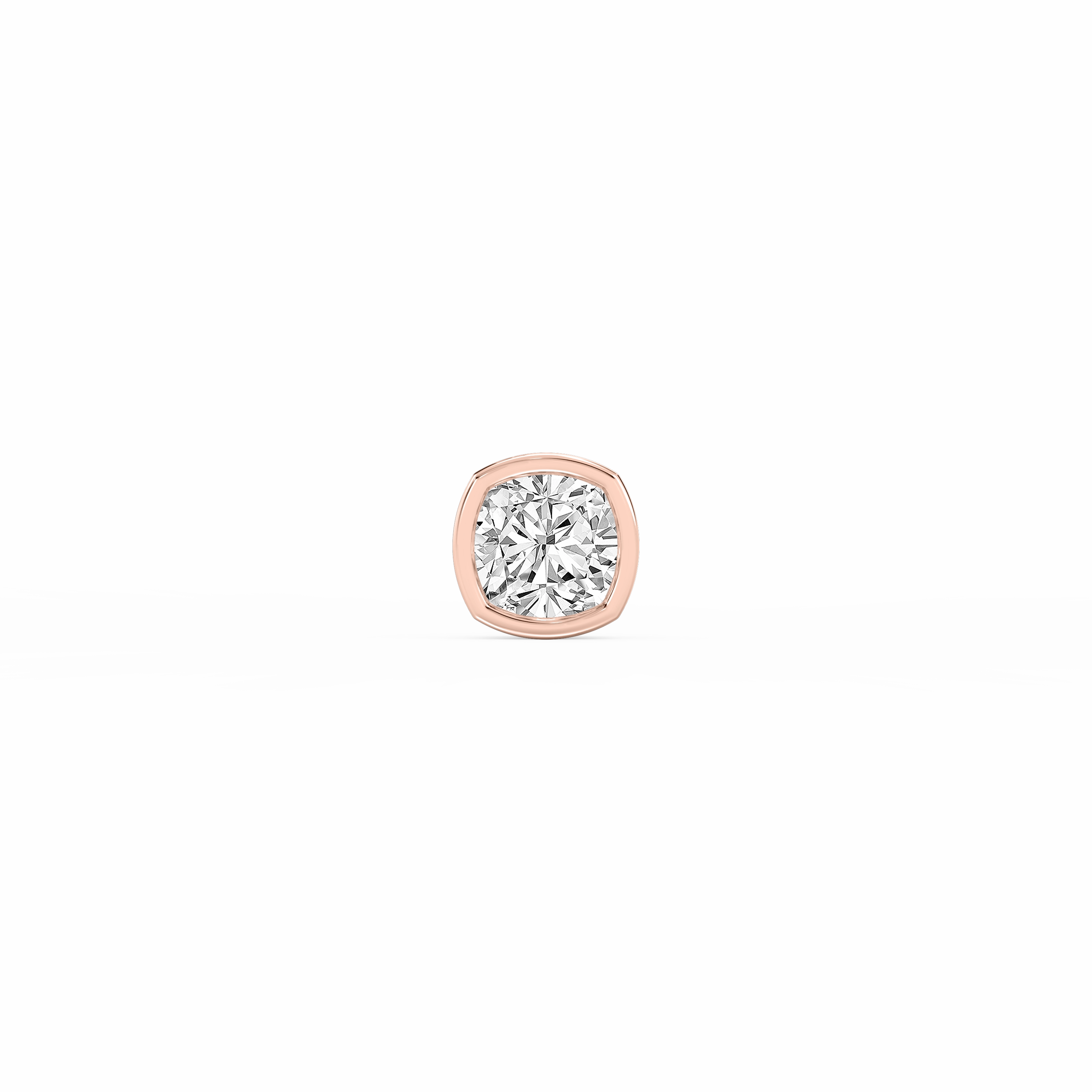 Cushion Lab Grown Diamond Bezel Set Single Stud Earring Trendy Piece