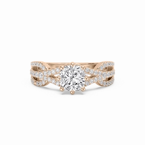 Kaia Lab Grown Diamond Entwined Eight Prong Side Stone Engagement Ring Chic Embellishment Polished Look