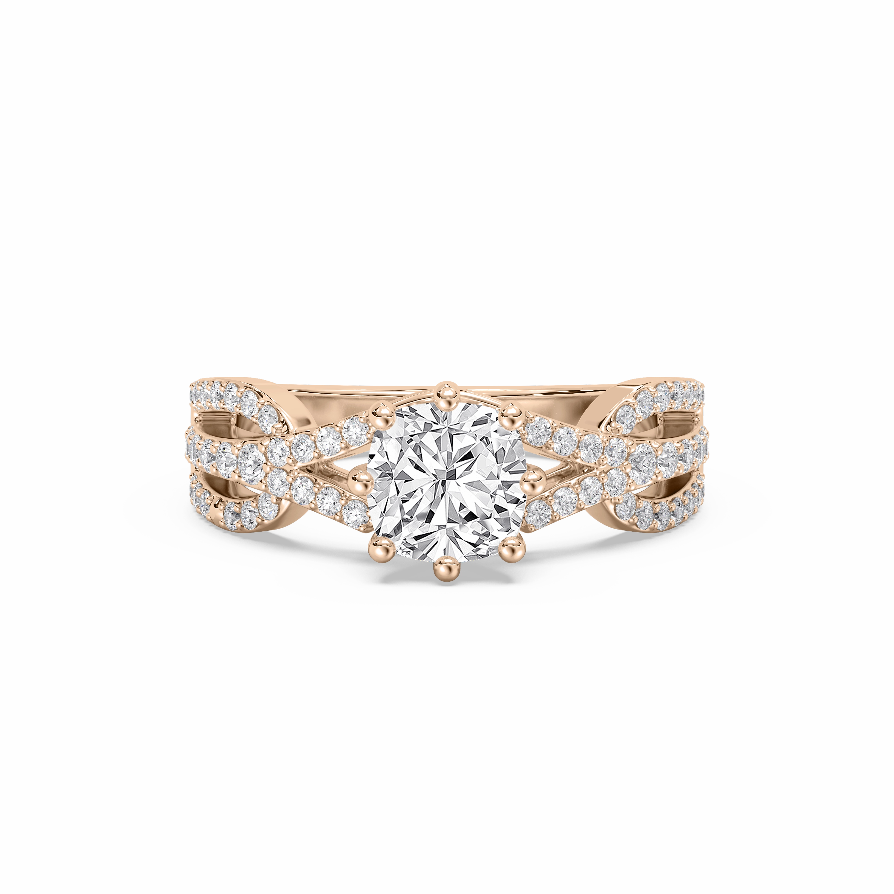 Understated Elegance Brilliant Adornment Kaia Lab Grown Diamond Entwined Eight Prong Side Stone Engagement Ring