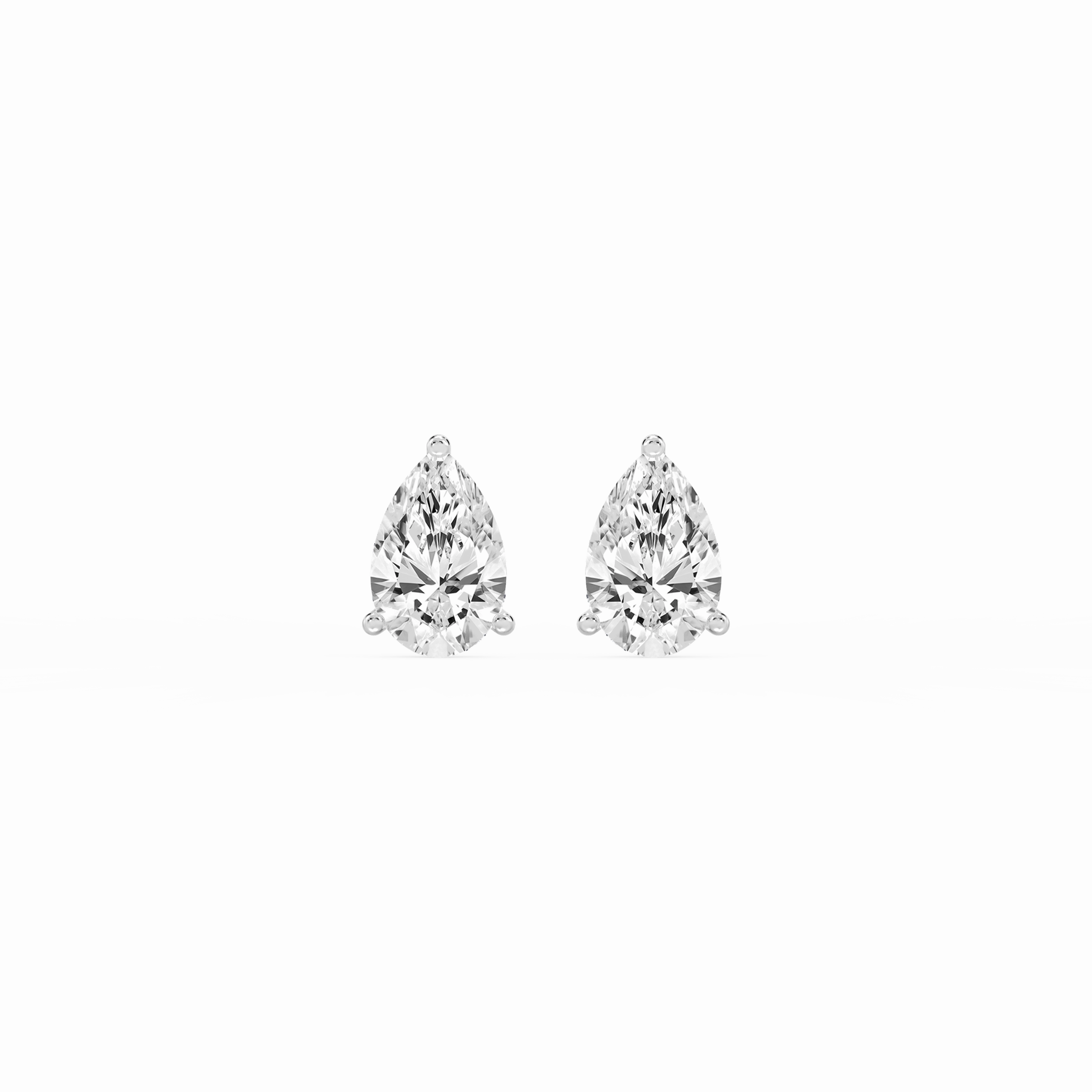 Pear Lab Grown Diamond Classic Three Prong Martini Threaded Stud Earrings Luxurious Jewelry Embellished Accent