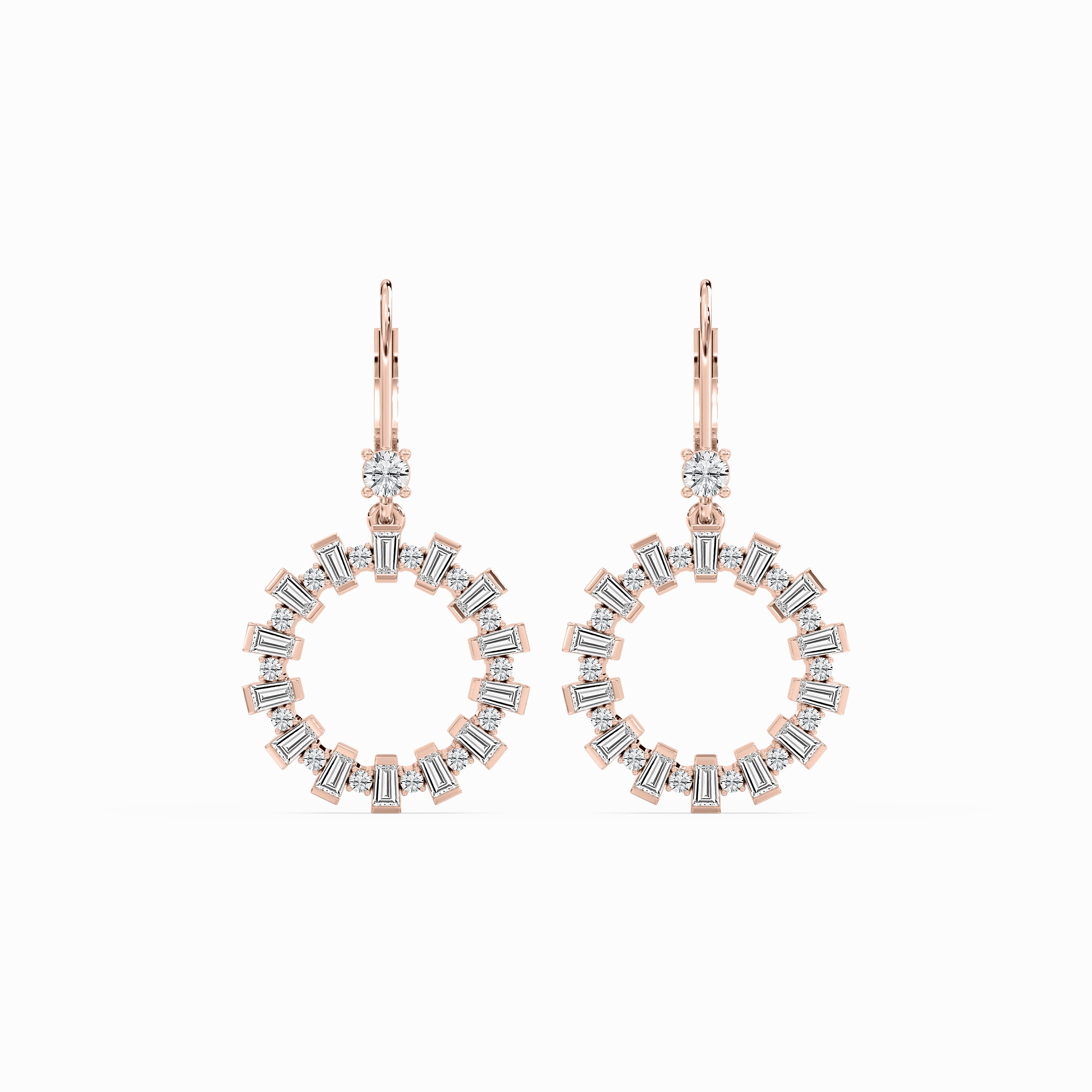 High-Quality Choice Lightweight Selection 2 ctw Round and Baguette Lab Grown Diamond Circle Drop Earrings