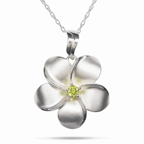 Season Match 18" Plumeria Peridot Necklace in Sterling Silver - 28mm
