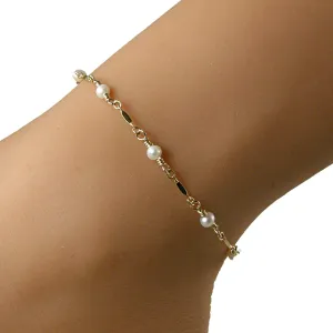 Dainty Gold Chain Pearl Anklet
