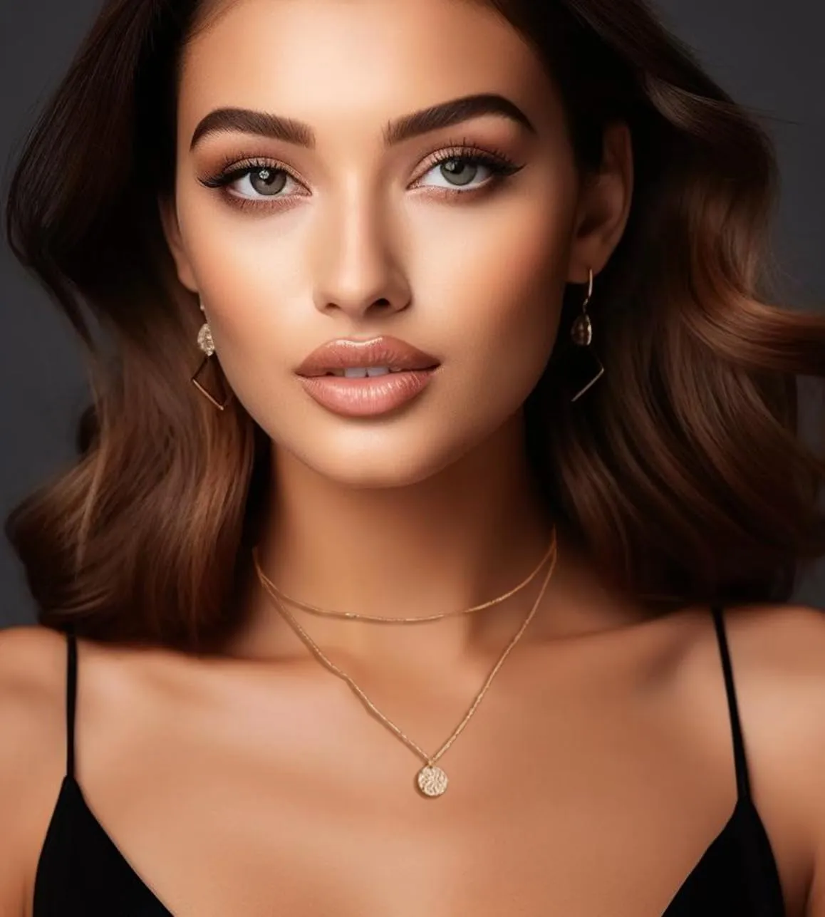 Dainty Gold Layered Initial Necklaces for Women, Adjustable Layering Choker Necklaces Set Multilayer Disc Pendant Paperlip Chain Necklaces Long Layered Necklace for Women