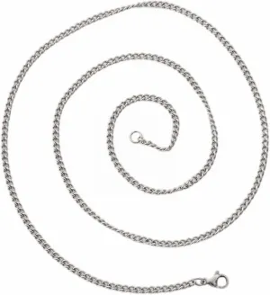 Dainty Pearl Choker Men's Simple Titanium Steel Chain Stainless Steel Side Chain Thin Twisted Chain (Silver, One Size)