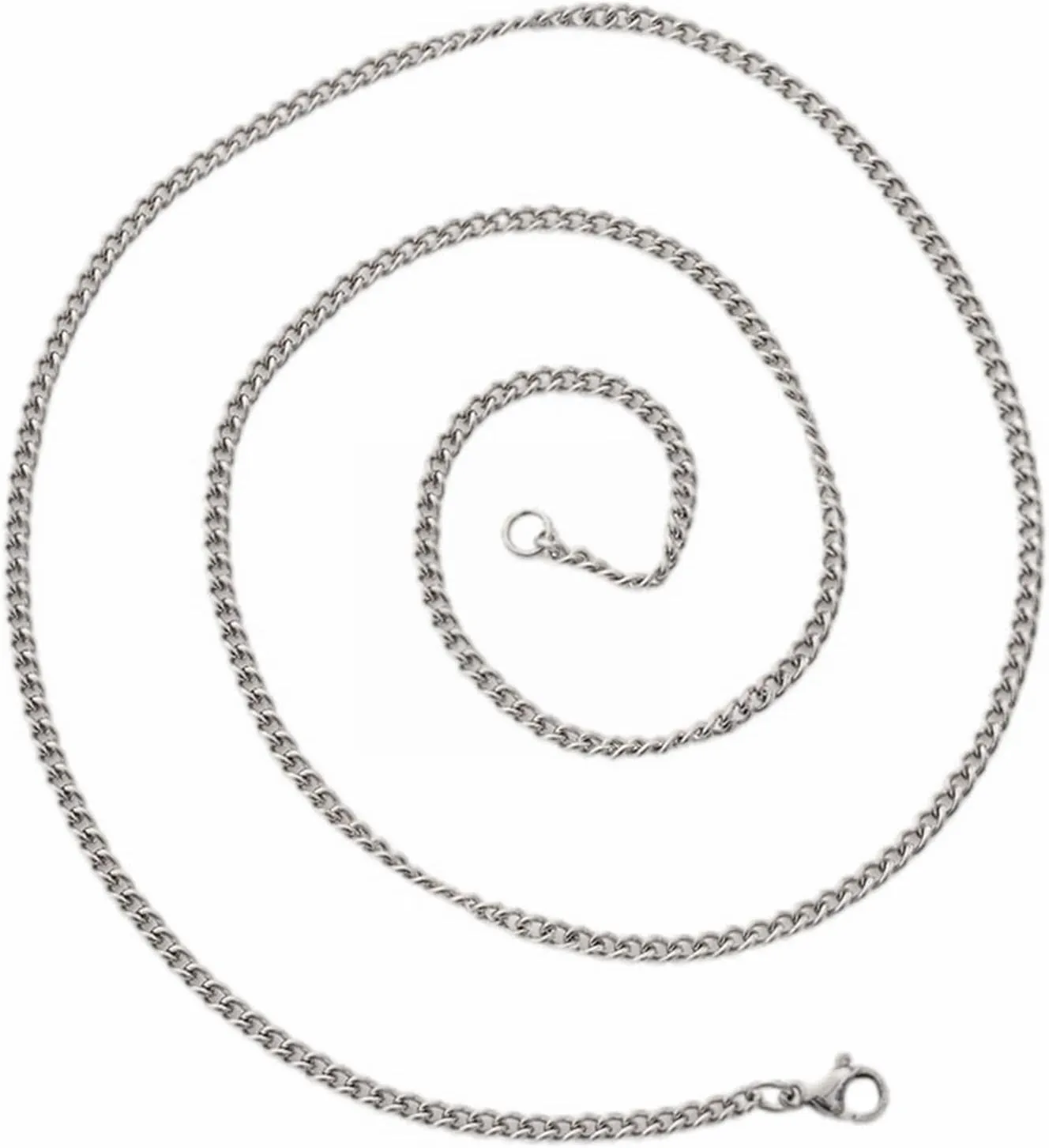 Dainty Pearl Choker Men's Simple Titanium Steel Chain Stainless Steel Side Chain Thin Twisted Chain (Silver, One Size)