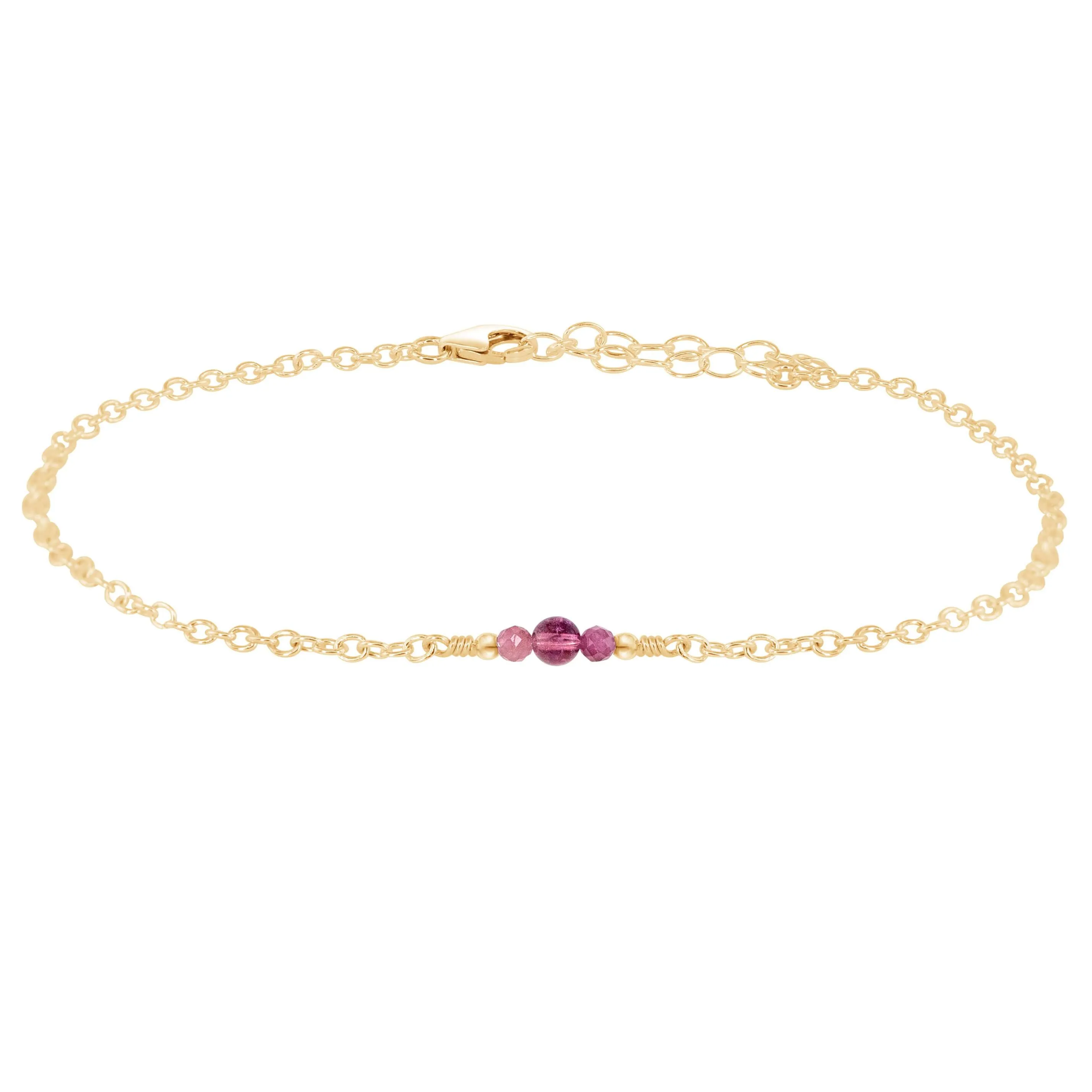 Dainty Pink Tourmaline Gemstone Anklet