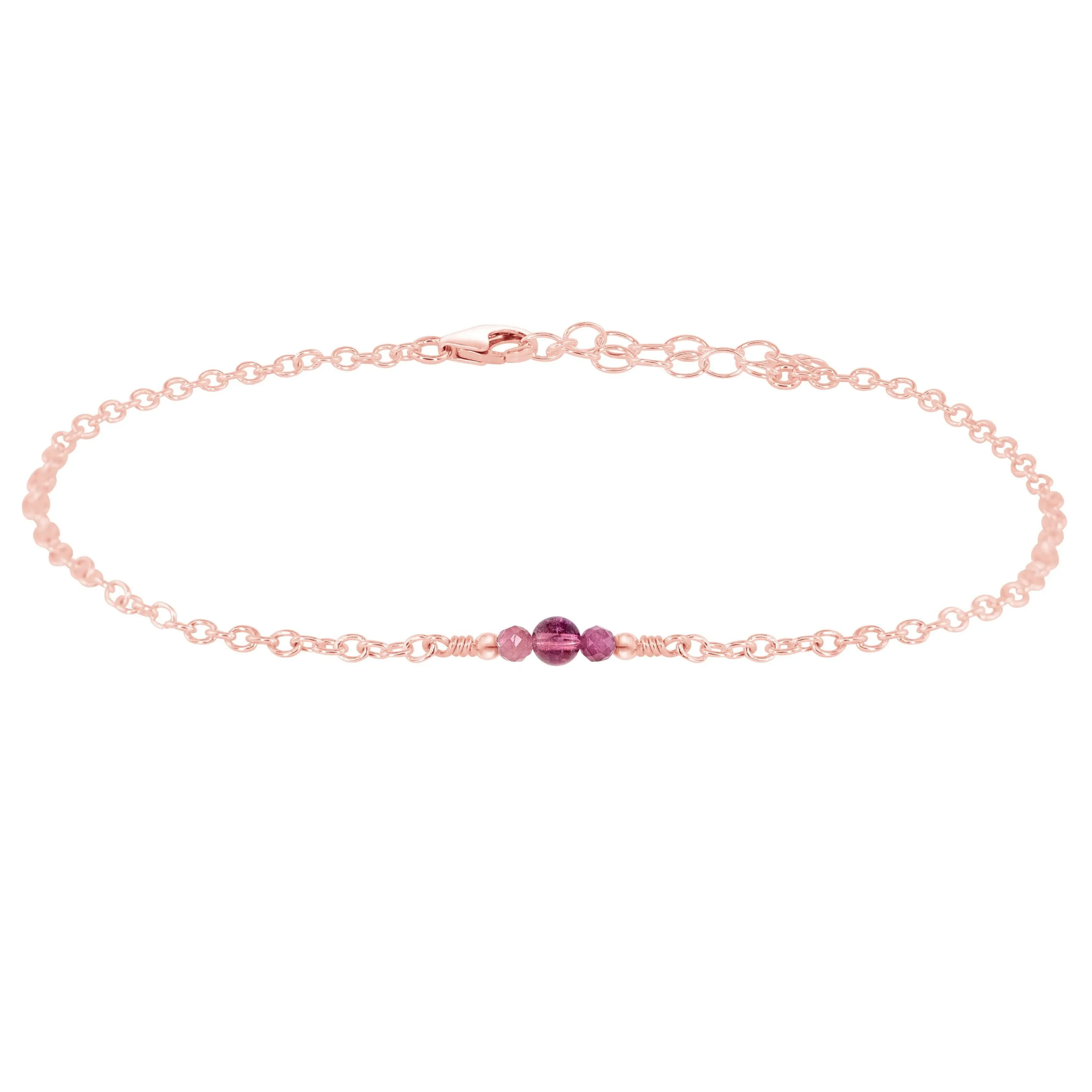 Dainty Pink Tourmaline Gemstone Anklet